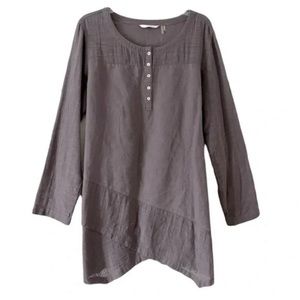 Soft Surroundings | Gray Linen Blend Layered Breezy Nights Tunic PETITE Large